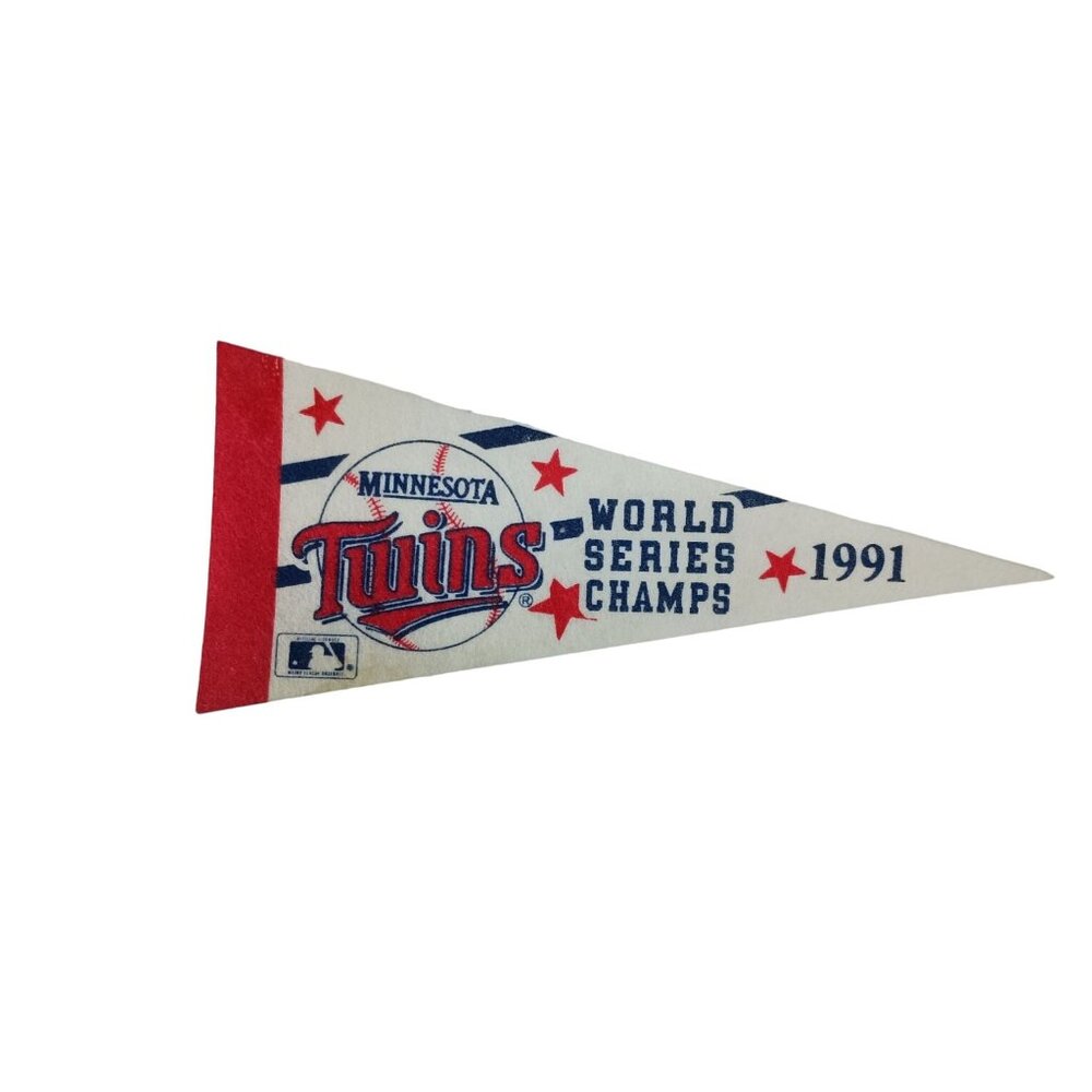 Minnesota Twins World Series Champs 1991 Pennant Flag Lot Of 3 Vtg. - Picture 4 of 5